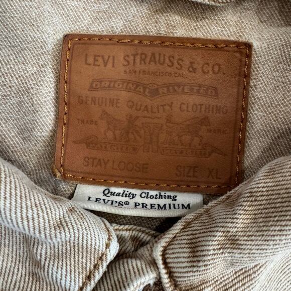 Levi’s Premium WaterLess Cotton Hemp Trucker Jacket Khaki XL - Picture 3 of 11